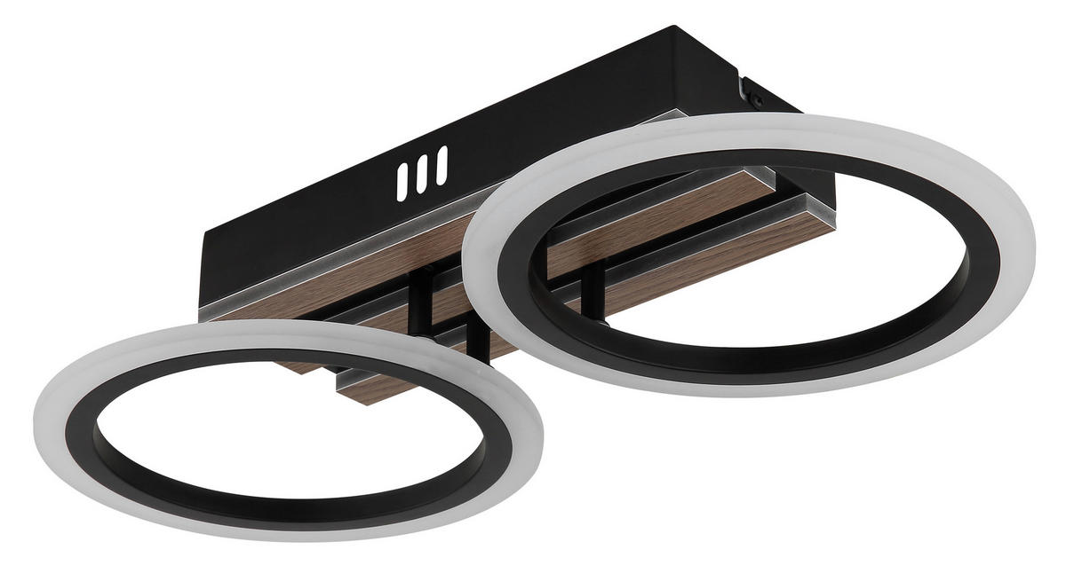 LED-DECKENLEUCHTE 44,5/21/8,5 cm   - Dunkelbraun/Schwarz, Natur, Holzwerkstoff/Kunststoff (44,5/21/8,5cm) - Globo