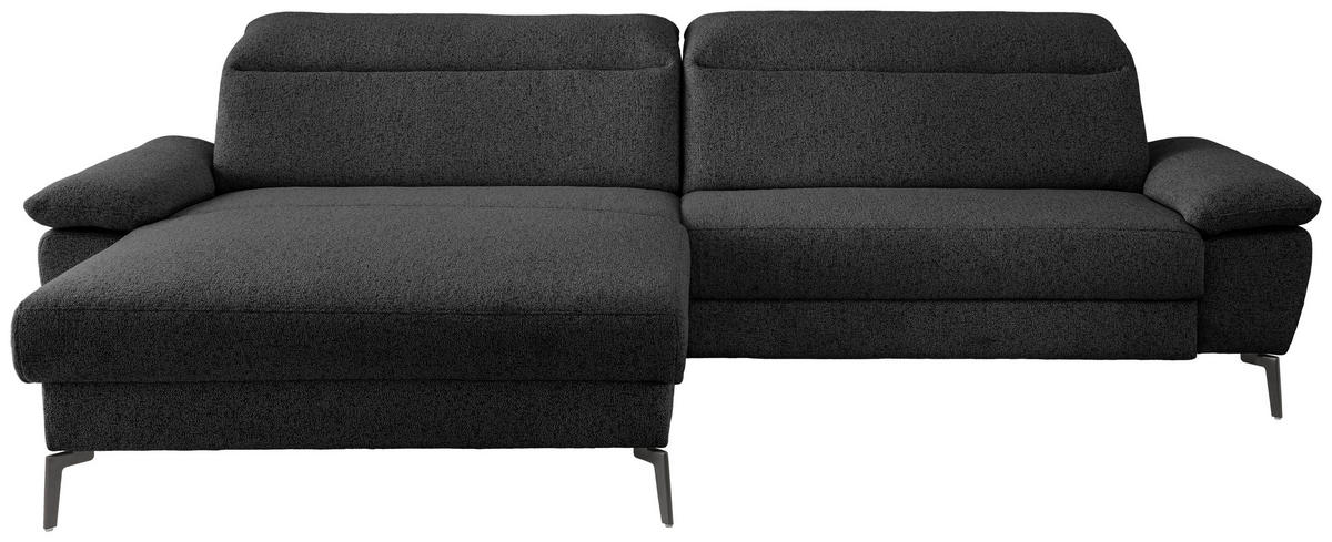 ECKSOFA Struktur Schwarz  - Schwarz, Konventionell, Textil/Metall (178/300cm) - Livetastic