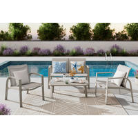 GARTENSET 4-teilig Webstoff Aluminium 4-teilig  - Beige/Weiß, MODERN, Textil/Metall (67/122/53/82/82/35/72/72/103cm) - Ambia Garden