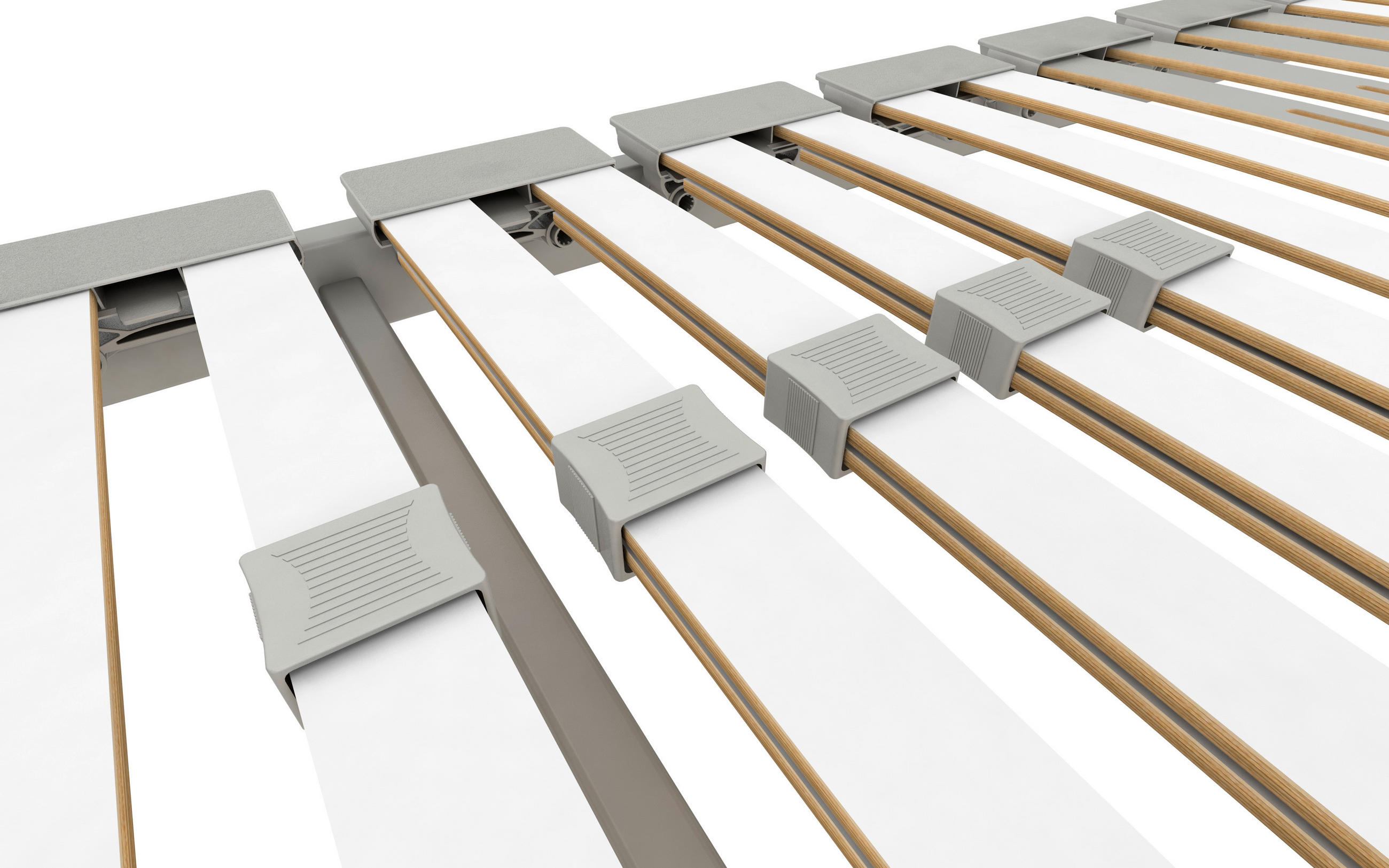 LATTENROST 100/200 cm Mittelzone verstellbar, Birke  - Hellgrau/Weiß, Basics, Holz (100/200cm) - Schlaraffia