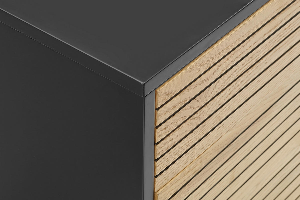 KOMMODE  in 80/85/40 cm  - Eichefarben/Schwarz, Design, Holz/Holzwerkstoff (80/85/40cm) - Livetastic