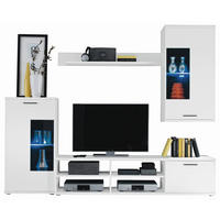 REGAL ZA DNEVNI BORAVAK bela   - bela/antracit, Dizajnerski, staklo/drvo (230/185/38cm) - Carryhome