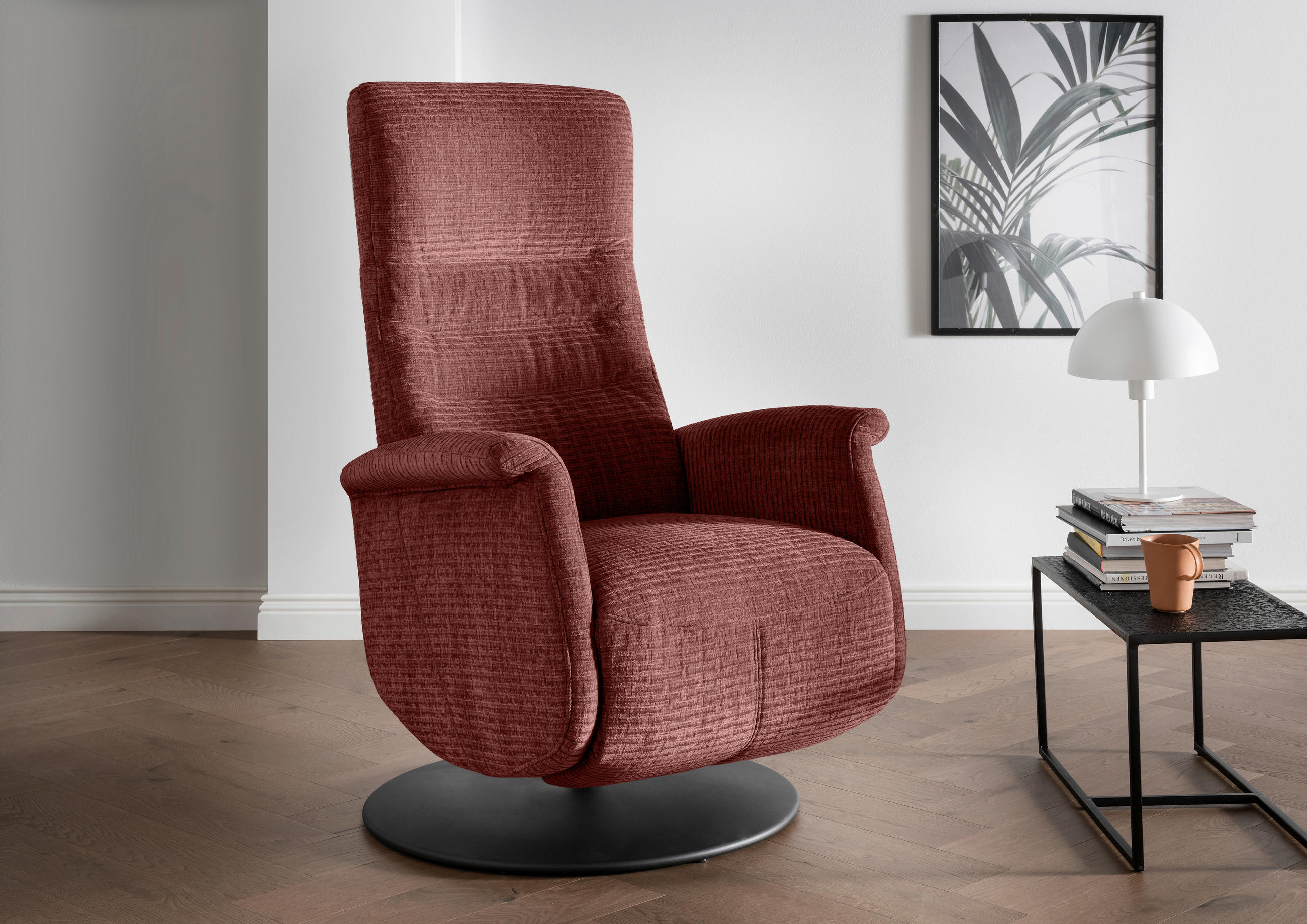 RELAXSESSEL Mikrofaser Relaxfunktion, Kopfteilverstellung, Fußteilverstellung, Rücken echt    - Koralle/Schwarz, MODERN, Textil/Metall (72/118/85-165cm) - Livetastic
