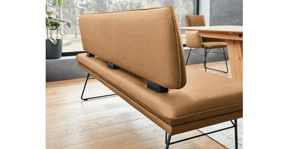 SITZBANK in Metall, Textil Schwarz, Cognac  - Cognac/Schwarz, Design, Textil/Metall (195/91/65cm) - Dieter Knoll