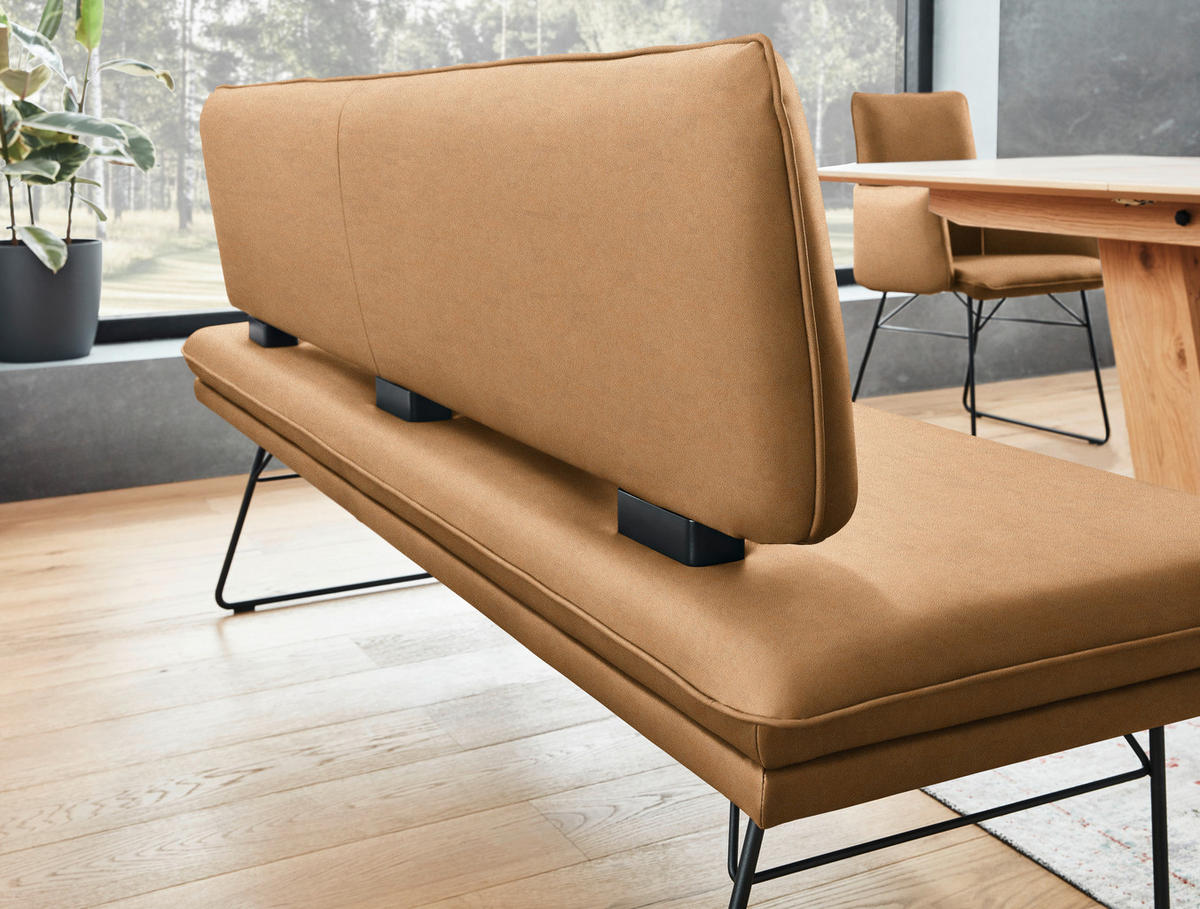 SITZBANK in Metall, Textil Schwarz, Cognac  - Cognac/Schwarz, Design, Textil/Metall (195/91/65cm) - Dieter Knoll