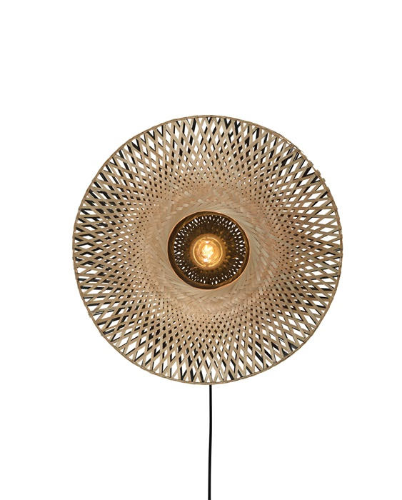 WANDLEUCHTE Kalimantan 47/13 cm   - Hellbraun/Schwarz, Design, Naturmaterialien (47/13cm) - Good & Mojo
