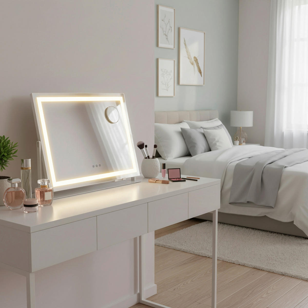 SCHMINKSPIEGEL Weiß  - Weiß, Trend, Glas/Holzwerkstoff (62,5/45,8/10cm) - Boxxx