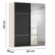SCHWEBETÜRENSCHRANK 201/223/68 cm 2-türig Schwarz, Champagner  - Chromfarben/Champagner, KONVENTIONELL, Glas/Holzwerkstoff (201/223/68cm) - Novel