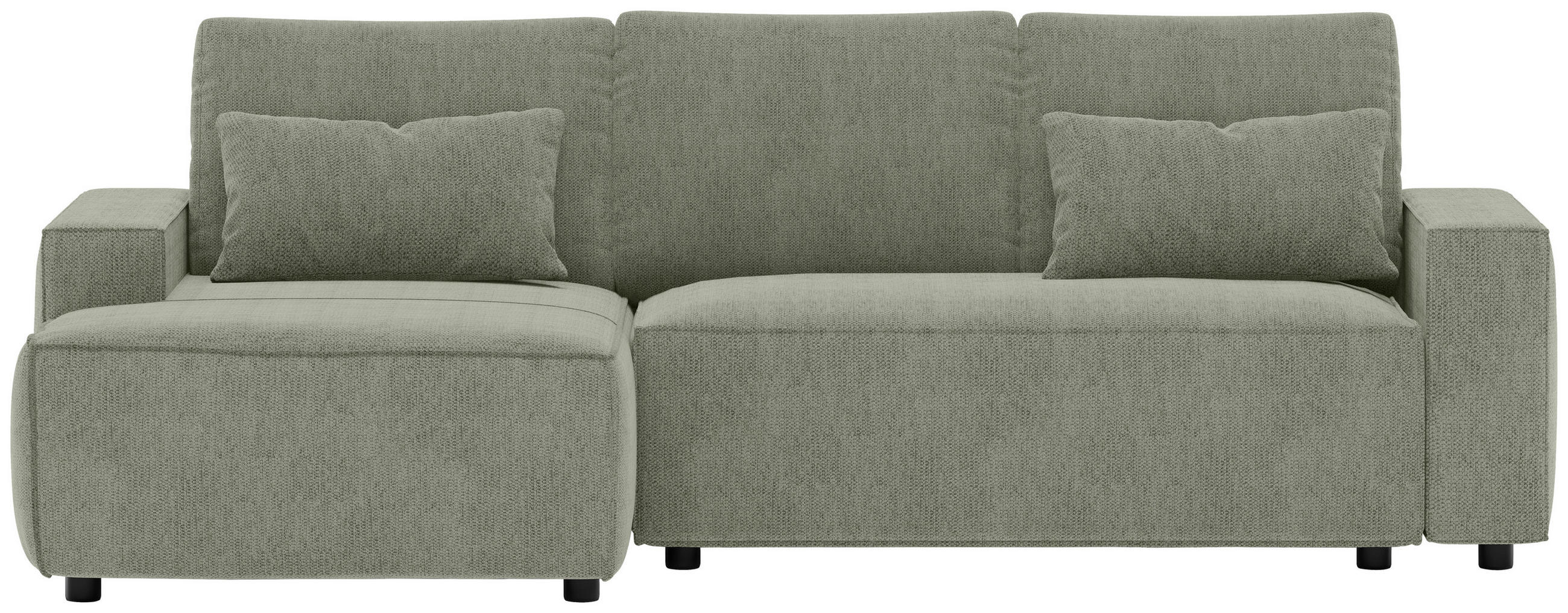 ECKSCHLAFSOFA  mit Rücken echt Chenille Dunkelgrün  - Dunkelgrün/Schwarz, MODERN, Kunststoff/Textil (154/247cm) - Livetastic