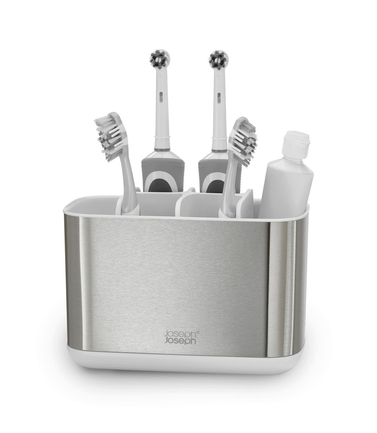 DRŽAČ ČETKICA ZA ZUBE  srebrne boje, bijela  metal, plastika  EASY STORE  - bijela/srebrne boje, Konvencionalno, metal/plastika (18/14/10cm) - Joseph Joseph
