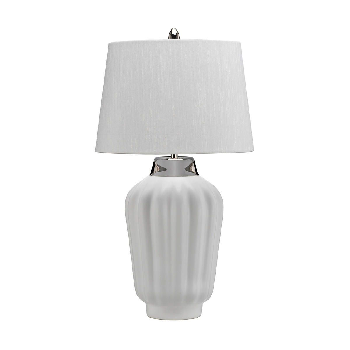 TISCHLEUCHTE Elstead Bexley 30/56.2 cm   - Weiß/Nickelfarben, Design, Keramik/Textil (30/56.2cm) - Elstead Lighting
