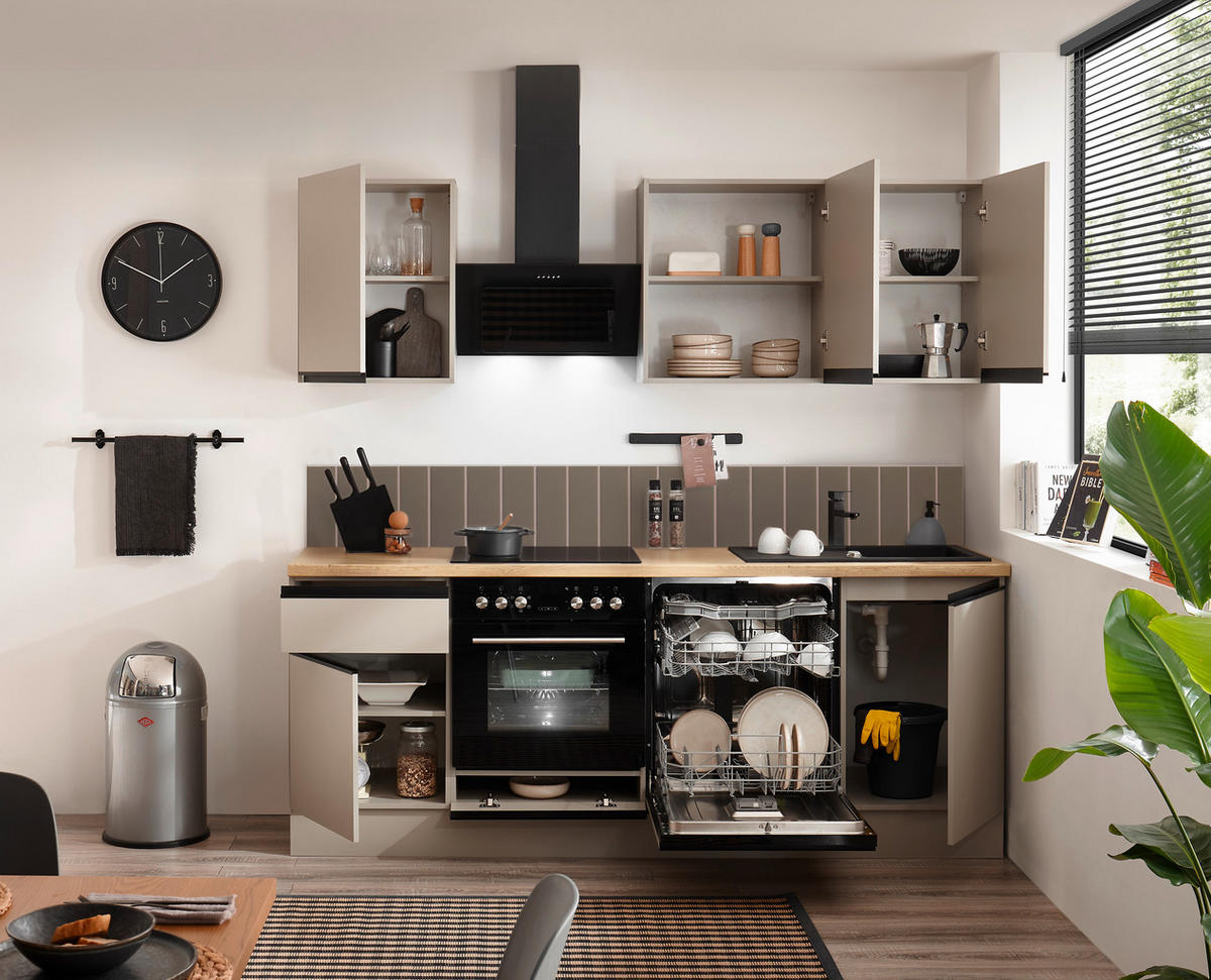 KÜCHENLEERBLOCK 220 cm   in Seidengrau  - Eichefarben/Seidengrau, Trend, Holzwerkstoff/Metall (220cm) - P & B