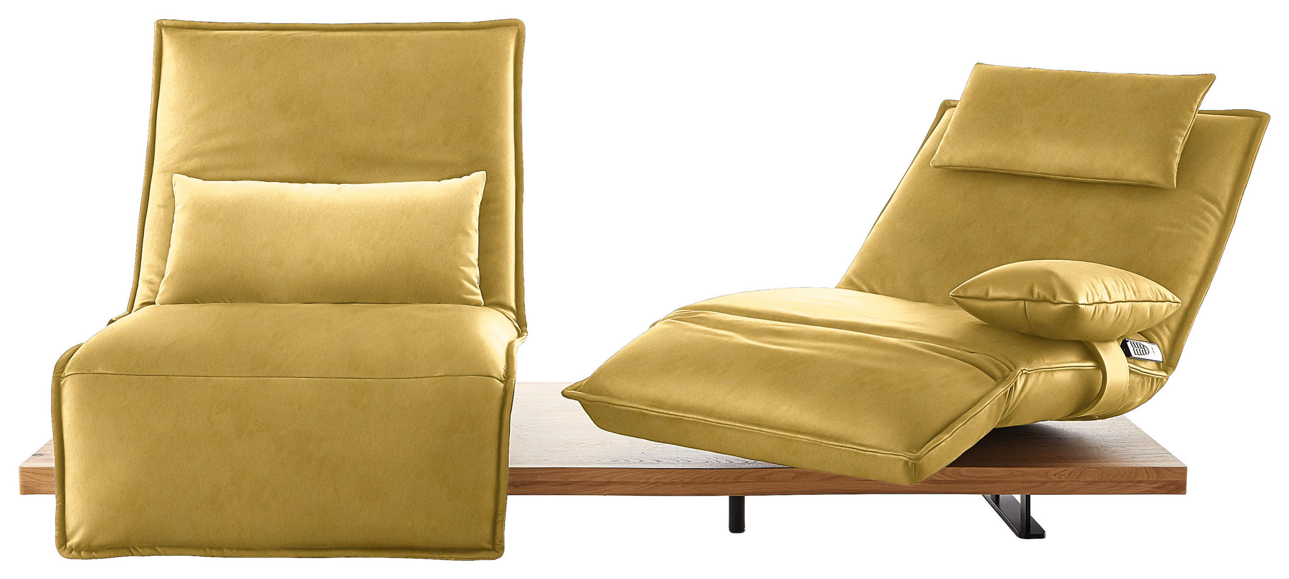 2-SITZER-SOFA in Echtleder Gelb  - Eichefarben/Gelb, Natur, Leder/Holz (240/63/115cm) - Koinor