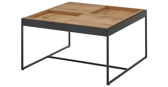 COUCHTISCH in Holz, Metall, Holzwerkstoff 83/83/45 cm  - Eichefarben/Schwarz, Design, Holz/Holzwerkstoff (83/83/45cm) - Novel