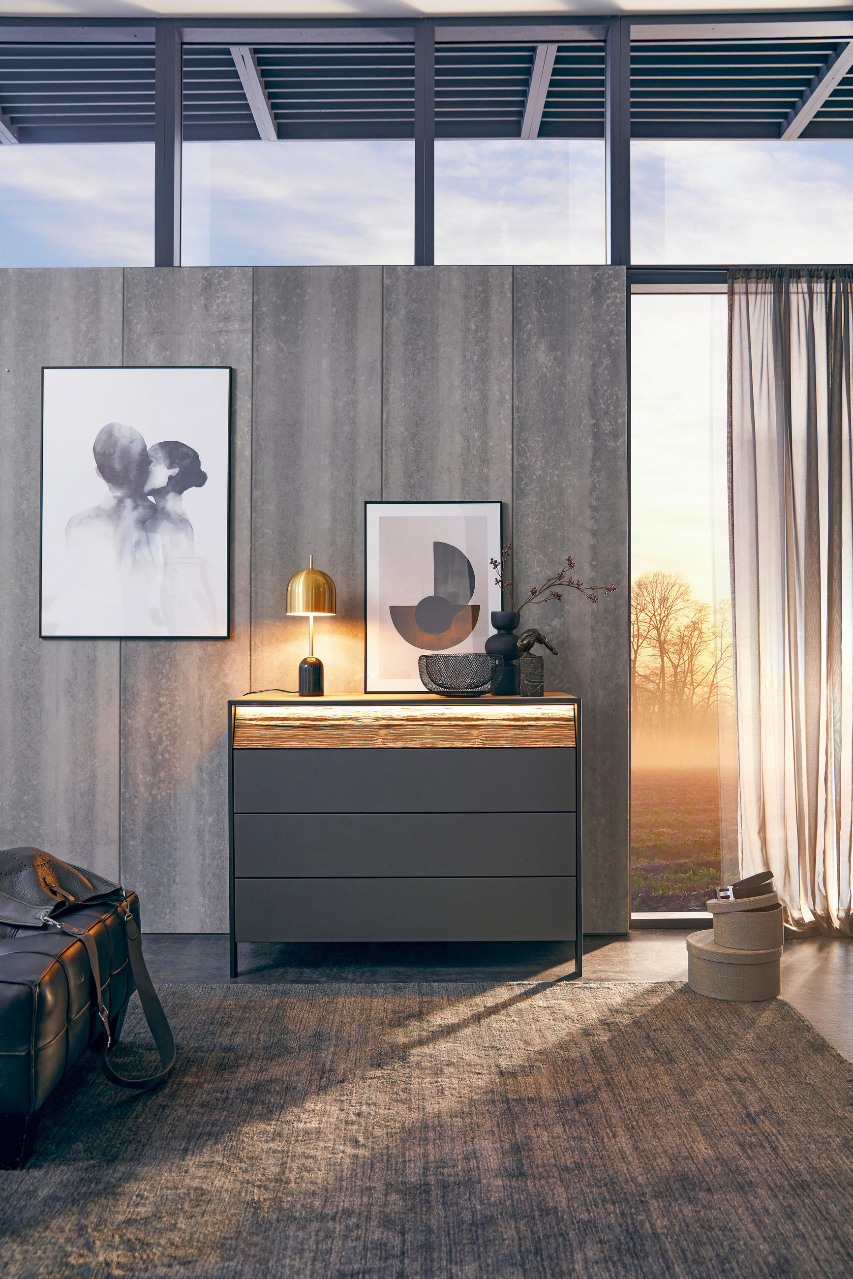 SIDEBOARD  in 153,6/91/49 cm  - Eichefarben/Schwarz, Design, Holz/Holzwerkstoff (153,6/91/49cm) - Musterring