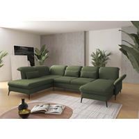 WOHNLANDSCHAFT in Flachgewebe Olivgrün  - Schwarz/Olivgrün, Konventionell, Textil/Metall (231/359/198cm) - Sit & More