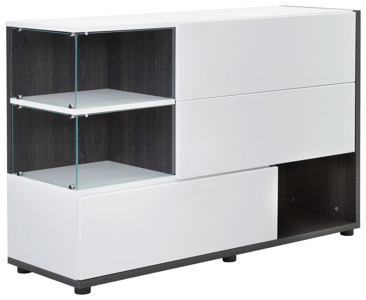 KOMMODE  in 120/77/40 cm  - Weiß Hochglanz/Perlmutt, Design, Glas/Holzwerkstoff (120/77/40cm) - MID.YOU