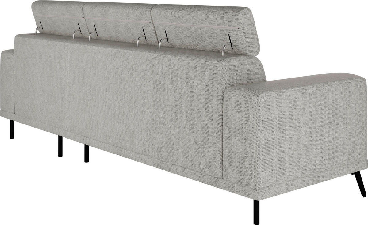 ECKSOFA Greige Chenille  - Greige/Schwarz, KONVENTIONELL, Textil/Metall (264/178cm) - Hom`in