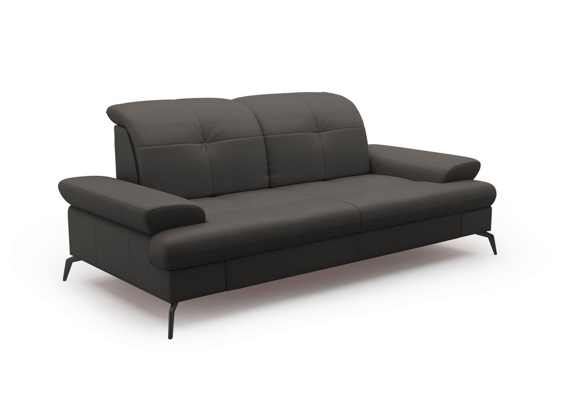 3-SITZER-SOFA in Vliesstoff Kombination Echtleder/Stoff Anthrazit  - Anthrazit/Schwarz, Konventionell, Leder/Textil (212/90/122cm) - Sit & More