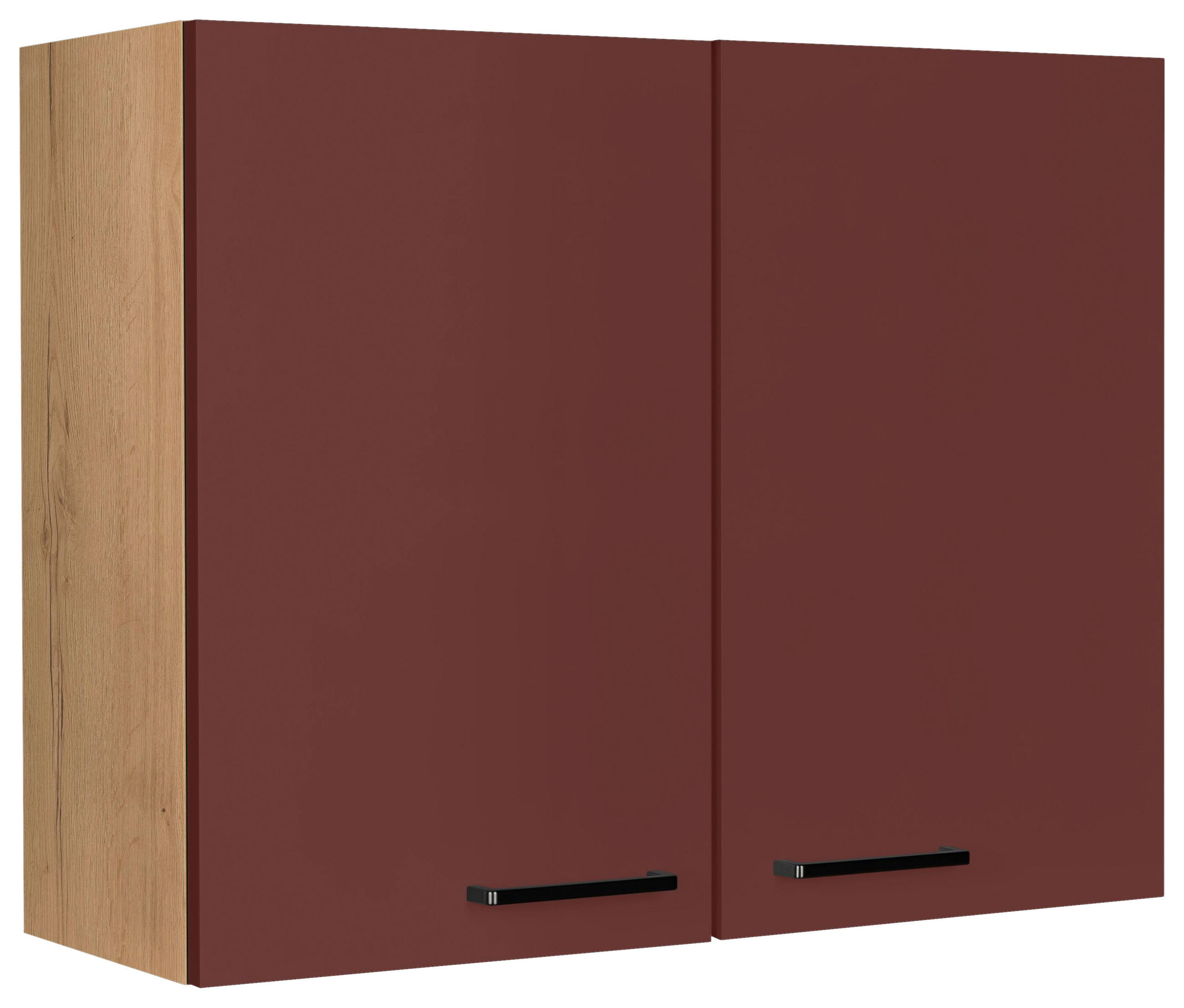 Nobilia Küchenoberschrank Easytouch Rot, Eiche 90x72x35 cm