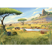 FOTOTAPETE THE LION KING SAVANNA  - Grün, Design, Textil (350/250cm) - Disney