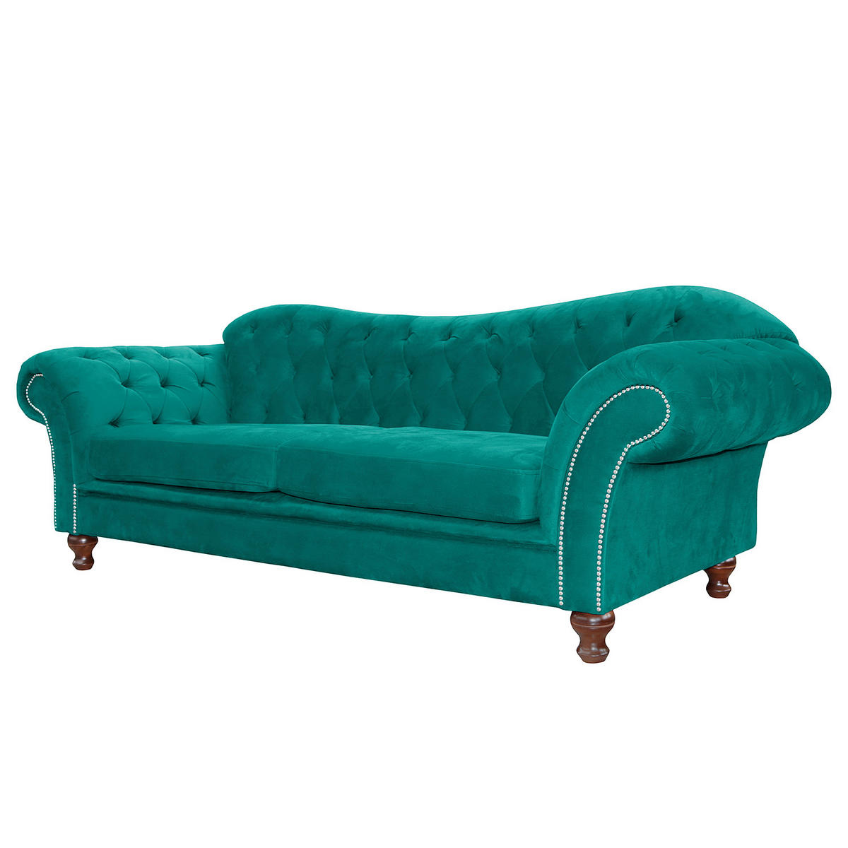 3-SITZER-SOFA SHEFFIELD Mikrofaser Türkis  - Türkis/Braun, Design, Holz/Textil (230/92/90cm) - P & B