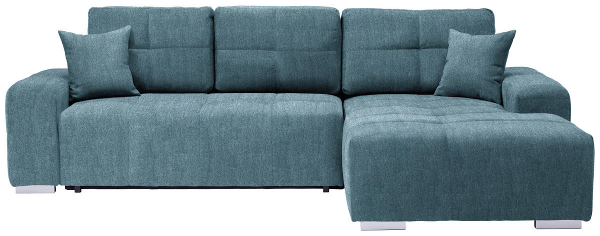 ECKSOFA Türkis Webstoff  - Türkis/Silberfarben, Design, Kunststoff/Textil (280/194cm) - Carryhome
