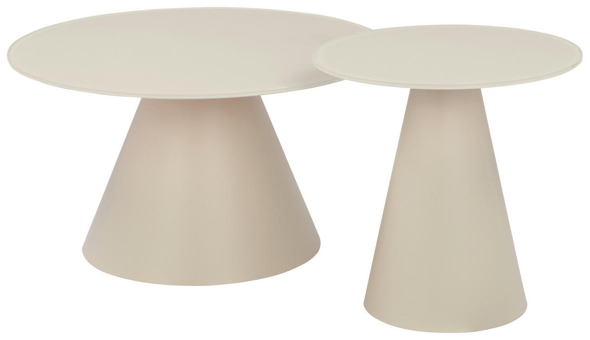 COUCHTISCHSET 70-45/70-45/39-45 cm Klarglas rund Kaschmir, Beige  - Kaschmir/Beige, Design, Glas/Metall (70-45/70-45/39-45cm) - Stylife