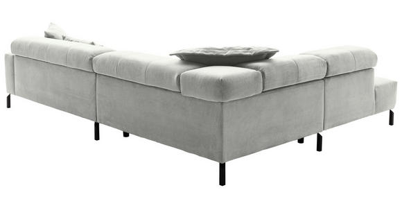 ECKSOFA Hellgrau Cord Rücken echt, Kopfteilverstellung, Sitzvorzug  - Hellgrau/Schwarz, KONVENTIONELL, Textil/Metall (219/311cm) - Hom`in
