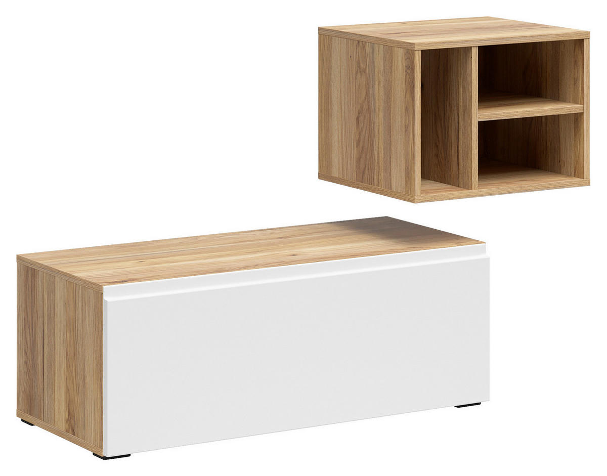 REGALELEMENT Weiß, Eichefarben  135/33/40 cm  - Eichefarben/Weiß, MODERN, Holzwerkstoff (135/33/40cm) - Carryhome