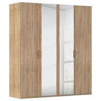 DREHTÜRENSCHRANK 201/223/60 cm 4-türig Sonoma Eiche  - Silberfarben/Sonoma Eiche, Design, Glas/Holzwerkstoff (201/223/60cm) - Novel