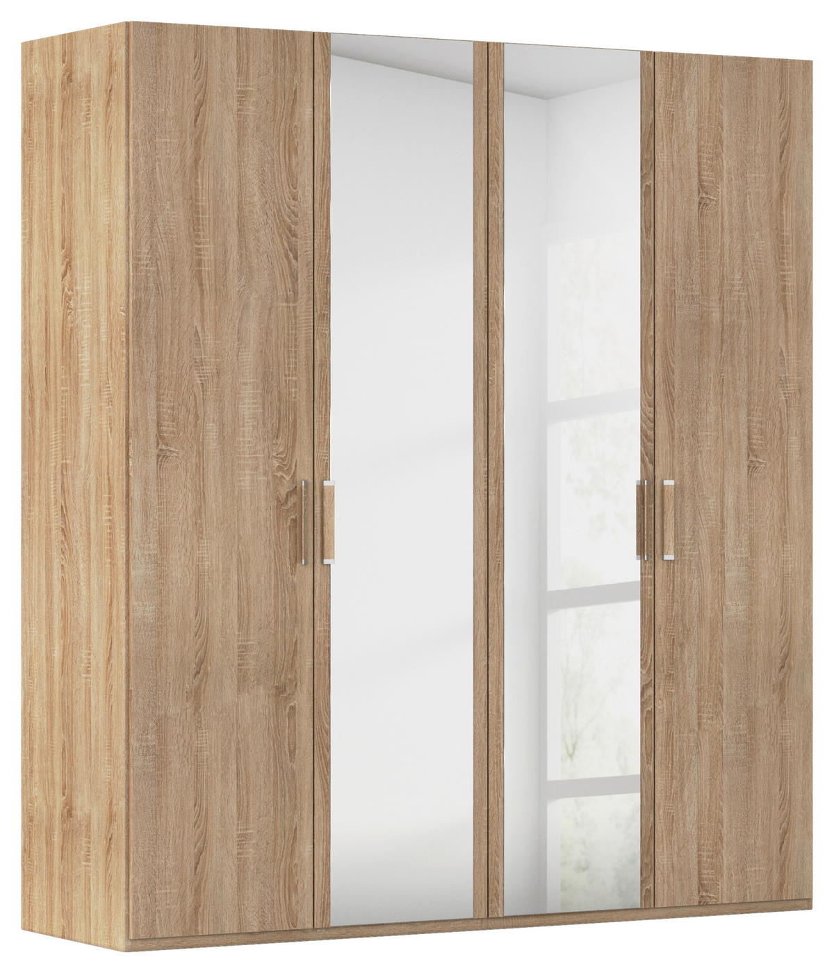 DREHTÜRENSCHRANK 201/223/60 cm 4-türig Sonoma Eiche  - Silberfarben/Sonoma Eiche, Design, Glas/Holzwerkstoff (201/223/60cm) - Novel