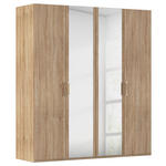 DREHTÜRENSCHRANK 201/223/60 cm 4-türig Sonoma Eiche  - Silberfarben/Sonoma Eiche, Design, Glas/Holzwerkstoff (201/223/60cm) - Novel