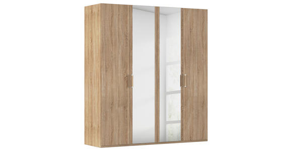 DREHTÜRENSCHRANK 201/223/60 cm 4-türig Sonoma Eiche - Silberfarben/Sonoma Eiche, Design, Glas/Holzwerkstoff (201/223/60cm) - Novel
