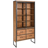 VITRINE in massiv Tanne Naturfarben, Schwarz  - Klar/Schwarz, Natur, Glas/Holz (100/210/41.5cm) - Livetastic