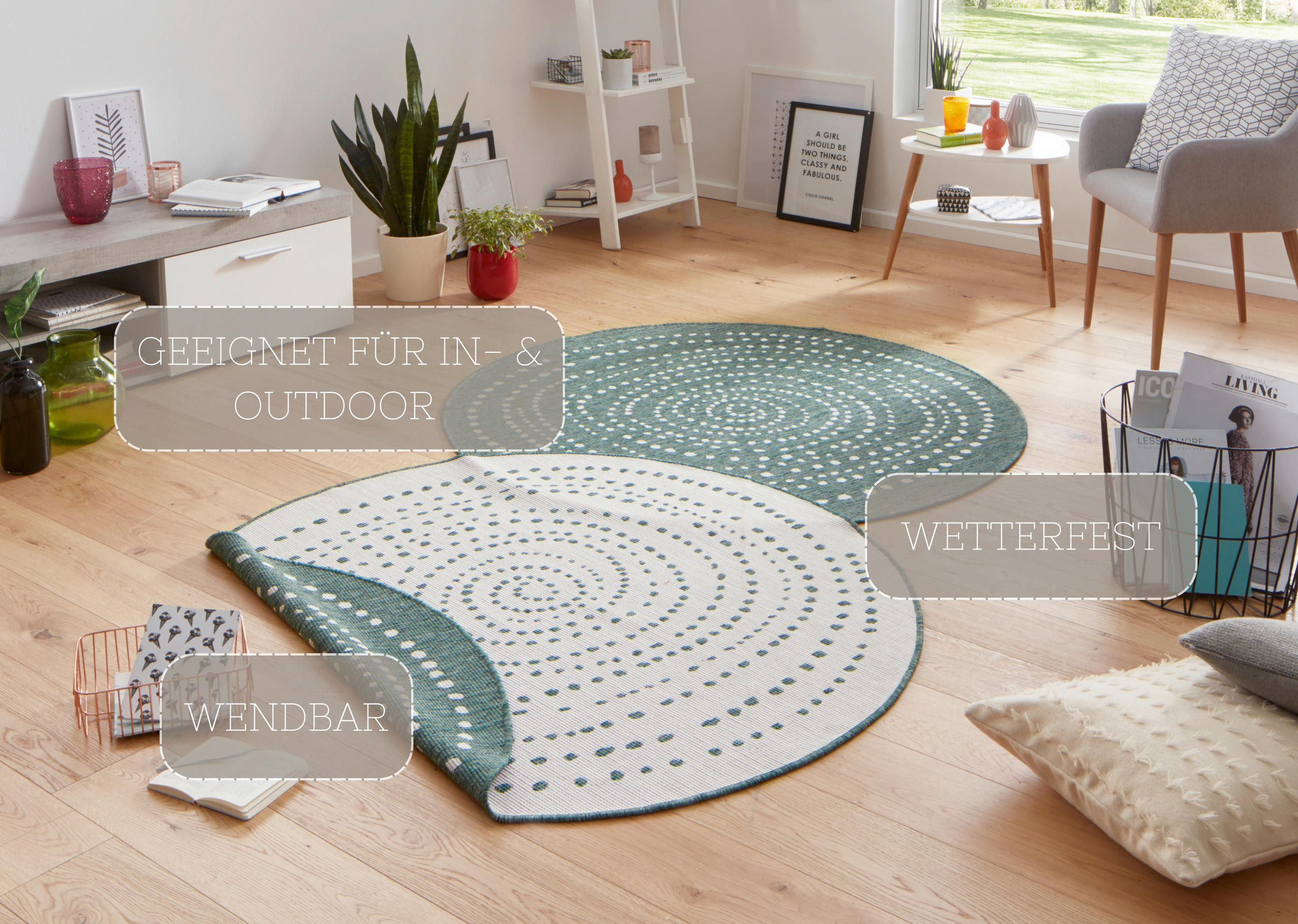 OUTDOORTEPPICH 140 cm Twin Grün, Creme  - Creme/Grün, Design, Kunststoff (140cm) - Hanse Home