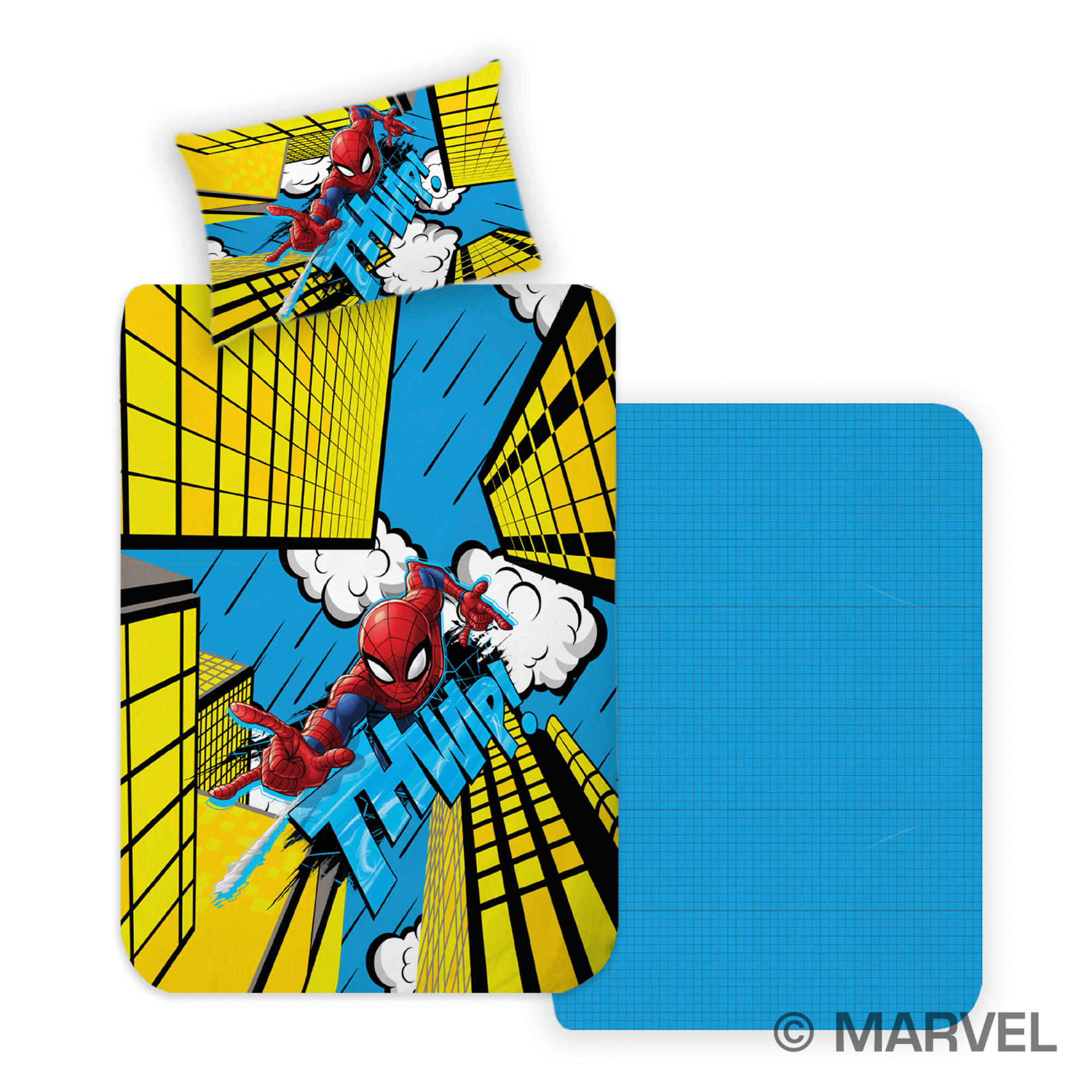 "Spiderman" Ágyneműhuzat-garn. 140/200 cm  - világoskék, Basics, textil (140/200cm)