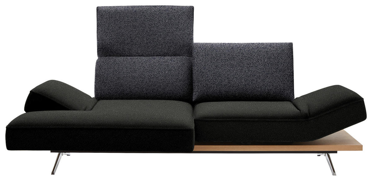 ECKSOFA  in Flachgewebe Schwarz, Dunkelblau  132/240 cm  - Chromfarben/Schwarz, Design, Holz/Textil (132/240cm) - Koinor