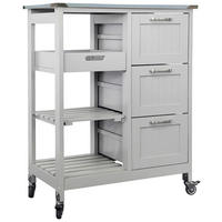 SERVIERWAGEN Weiß  - Silberfarben/Schwarz, Basics, Holzwerkstoff/Kunststoff (67/84/37cm) - MID.YOU