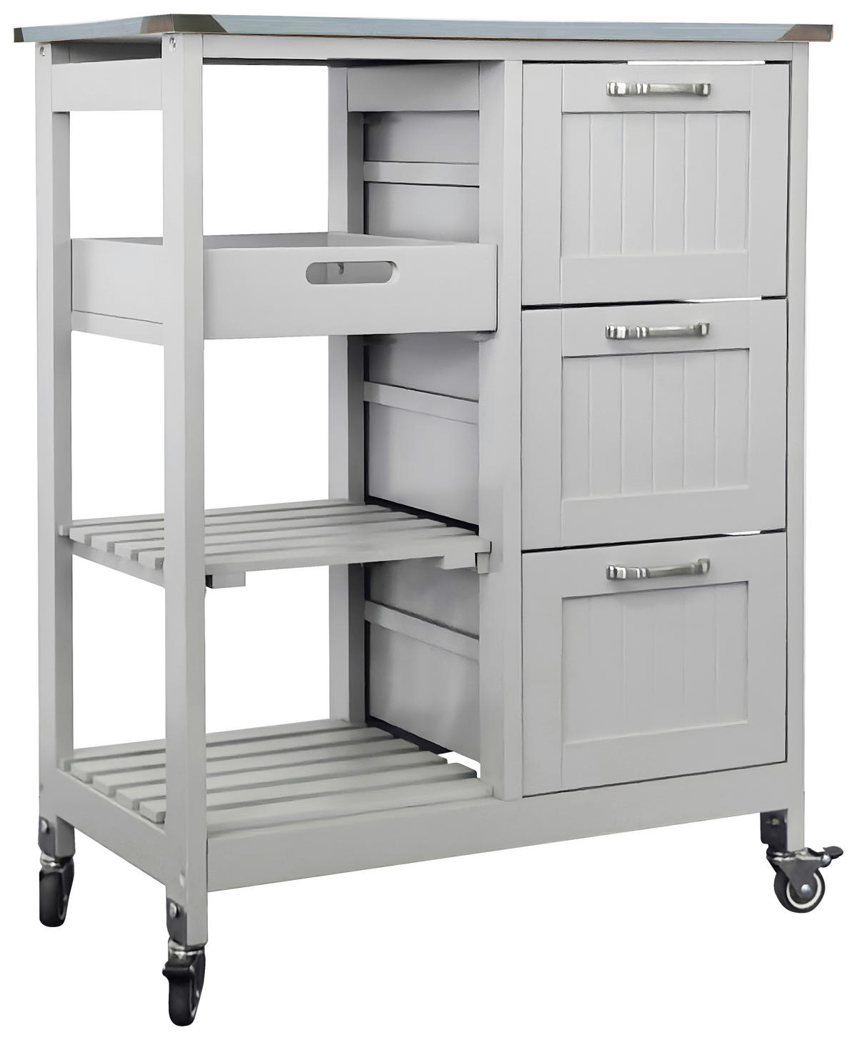 SERVIERWAGEN Weiß  - Silberfarben/Schwarz, Basics, Holzwerkstoff/Kunststoff (67/84/37cm) - MID.YOU