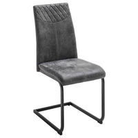 SCHWINGSTUHL  in Eisen Lederlook  - Anthrazit/Schwarz, Design, Textil/Metall (42/94/60cm) - Ti'me