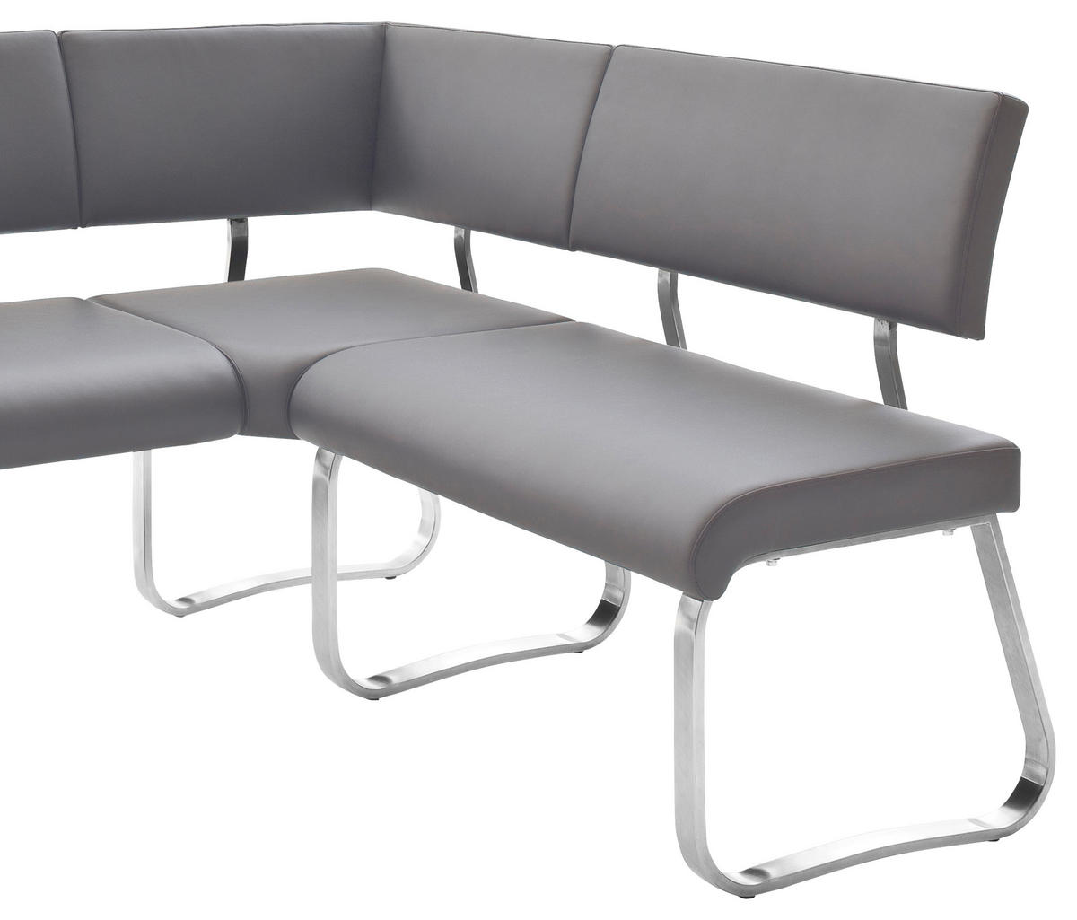 ROHOVÁ LAVICA, sivá, farba ušľachtilej ocele - sivá/farba ušľachtilej ocele, Design, kov/koža (200/150cm) - Livetastic