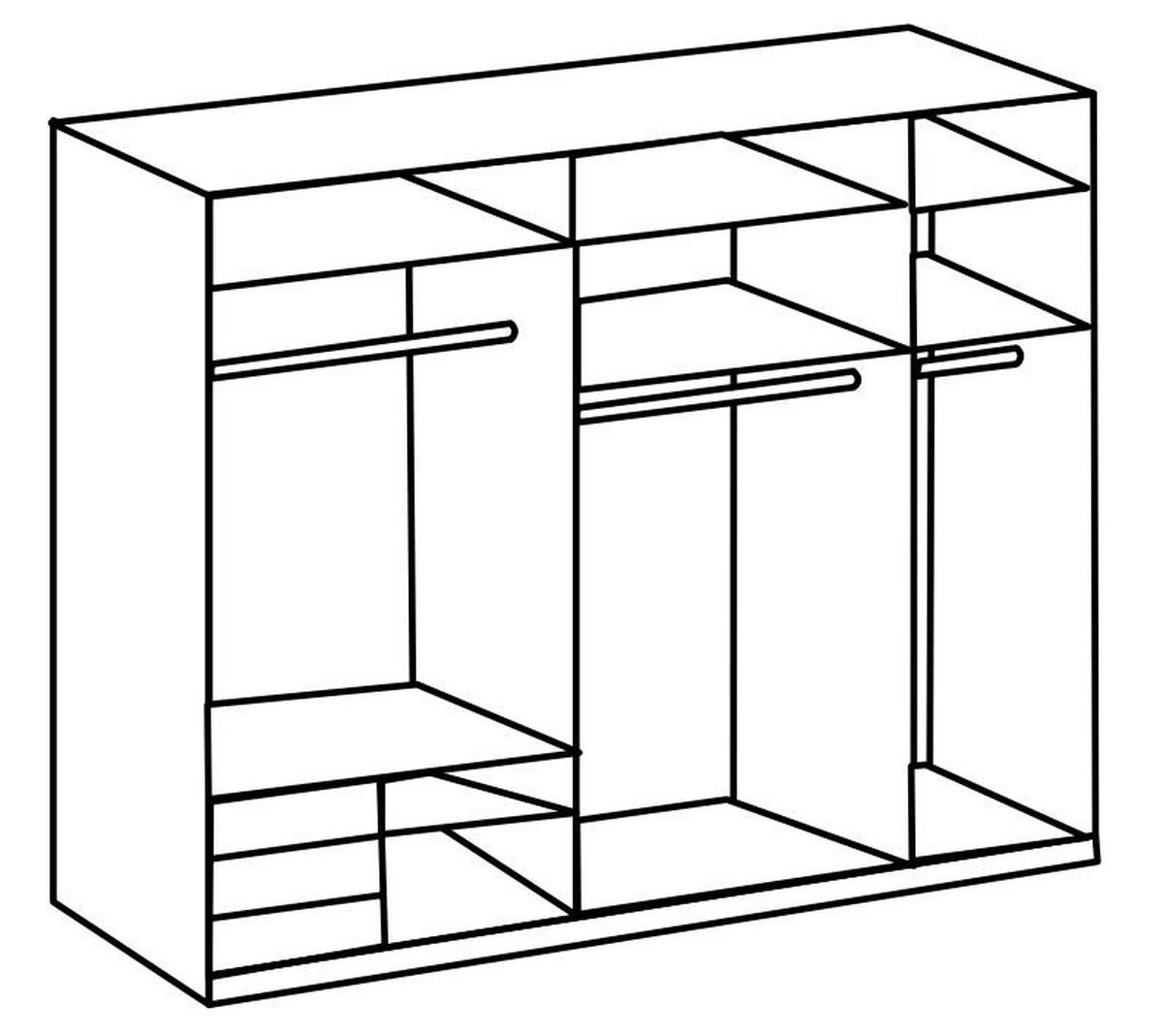 SCHWEBETÜRENSCHRANK in Grau, Eichefarben  - Chromfarben/Eichefarben, Modern, Holzwerkstoff (250/236/65cm) - MID.YOU