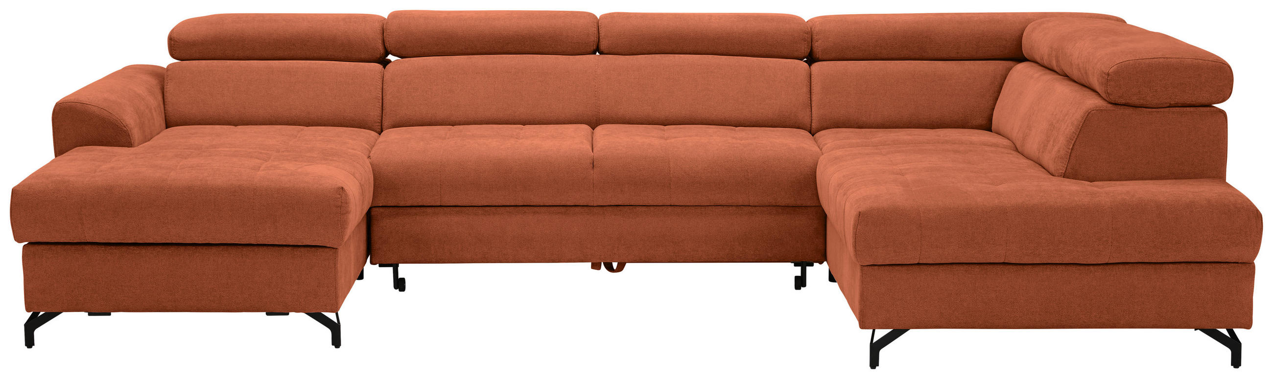 WOHNLANDSCHAFT in Struktur Orange  - Schwarz/Orange, Design, Textil/Metall (177/327/203cm) - Stylife