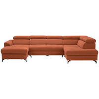 WOHNLANDSCHAFT Orange Struktur  - Schwarz/Orange, Design, Textil/Metall (177/327/203cm) - Stylife