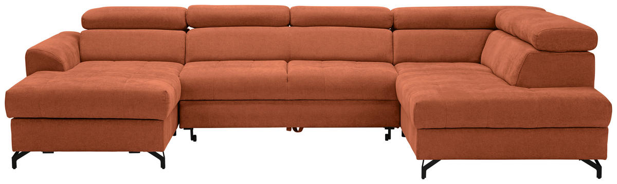 WOHNLANDSCHAFT Orange Struktur  - Schwarz/Orange, Design, Textil/Metall (177/327/203cm) - Stylife