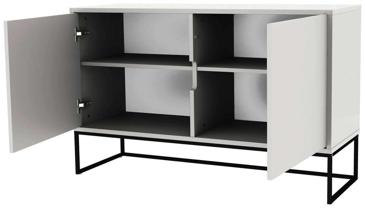KOMMODE Lipp  in 118/76/43 cm  - Schwarz/Weiß, Design, Holzwerkstoff/Metall (118/76/43cm)