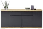 SIDEBOARD Asteiche, Eiche massiv Schwarz, Eichefarben  - Eichefarben/Schwarz, Design, Holz/Holzwerkstoff (182/81/40cm)