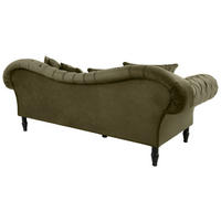 3-SITZER-SOFA in Velours Olivgrün  - Schwarz/Olivgrün, Design, Holz/Textil (242/91/104cm) - MID.YOU