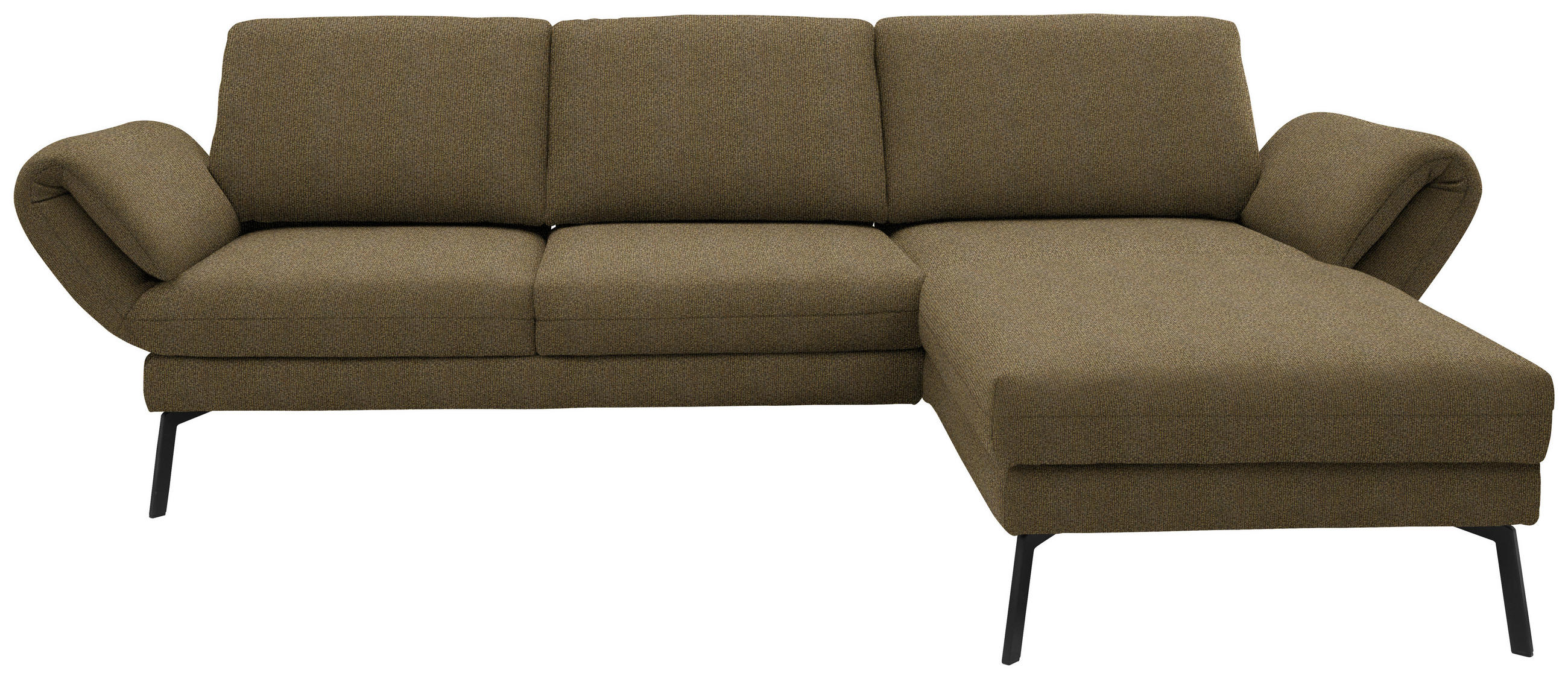 ECKSOFA  in Flachgewebe Khaki  255-365/175-224 cm  - Khaki/Schwarz, Design, Textil/Metall (255-365/175-224cm) - Dieter Knoll